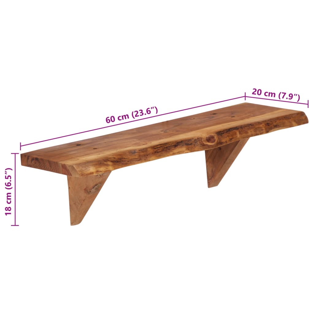Ράφια Τοίχου 2 τεμ. 60 x 20 x 18 εκ. από Μασίφ Ξύλο Ακακίας - Pakobazaar