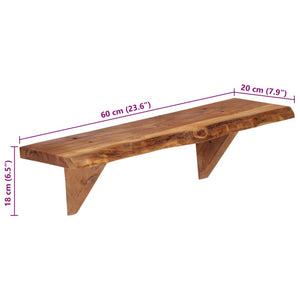 Ράφια Τοίχου 2 τεμ. 60 x 20 x 18 εκ. από Μασίφ Ξύλο Ακακίας - Pakobazaar