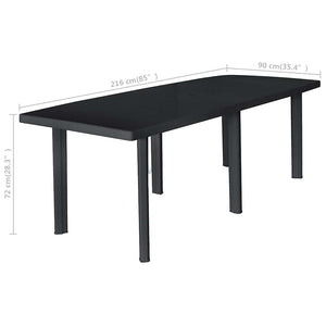 Τραπέζι Κήπου Ανθρακί 216 x 90 x 72 εκ. Πλαστικό - Pakobazaar