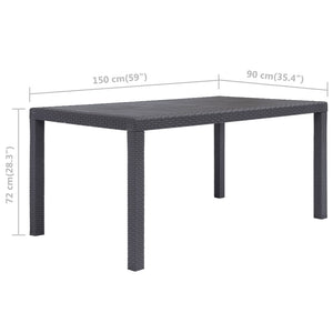 Τραπέζι Κήπου Καφέ με Εμφάνιση Ρατάν 150x90x72 εκ. Πλαστικό - Pakobazaar