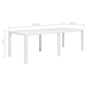 Τραπέζι Κήπου Λευκό με Εμφάνιση Ρατάν 220x90x72 εκ. Πλαστικό