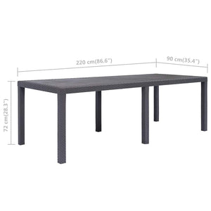 Τραπέζι Κήπου Καφέ με Εμφάνιση Ρατάν 220x90x72 εκ. Πλαστικό
