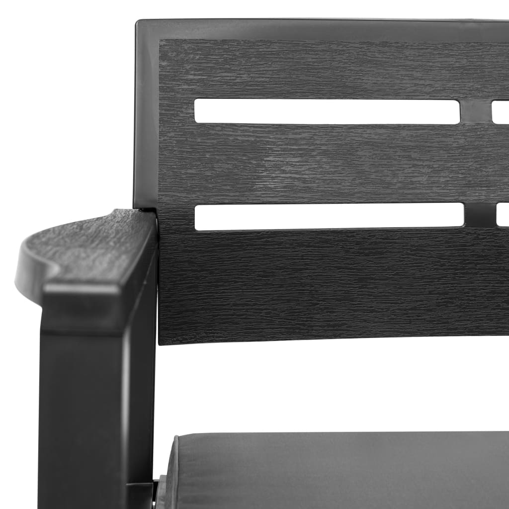 Παγκάκι Κήπου Διθέσιο Ανθρακί 133 εκ. Πλαστικό με Μαξιλάρια - Pakobazaar