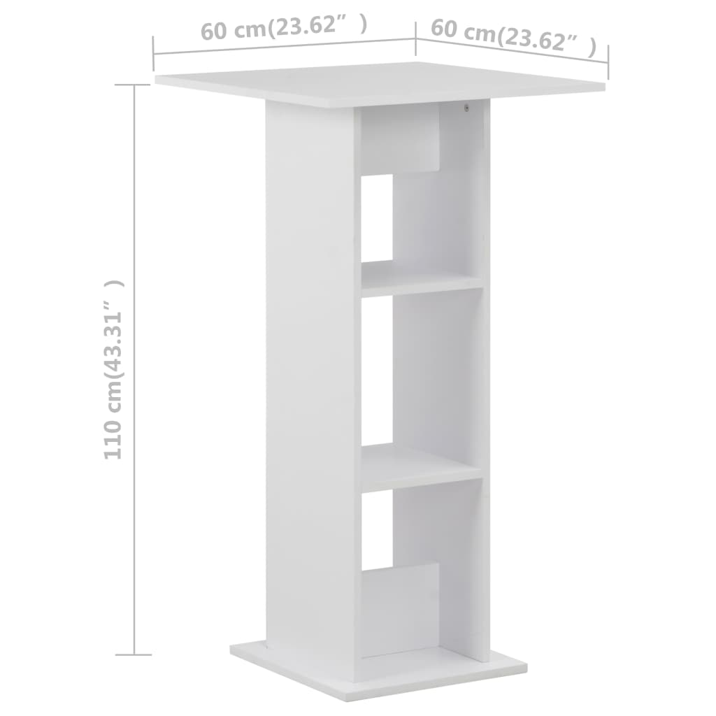 Τραπέζι Μπαρ Λευκό 60 x 60 x 110 εκ. - PAKOBAZAAR
