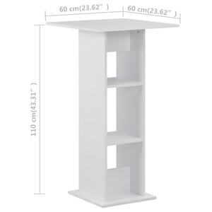 Τραπέζι Μπαρ Λευκό 60 x 60 x 110 εκ. - PAKOBAZAAR