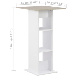 Τραπέζι Μπαρ Λευκό / Χρώμα Σκυροδέματος 60 x 60 x 110 εκ. - PAKOBAZAAR
