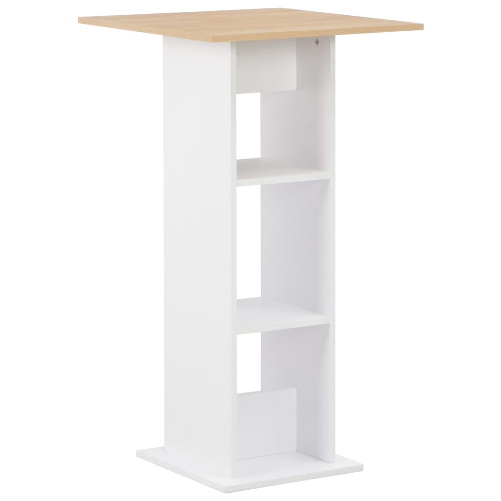 Τραπέζι Μπαρ Λευκό / Sonoma Δρυς 60 x 60 x 110 εκ. - PAKOBAZAAR