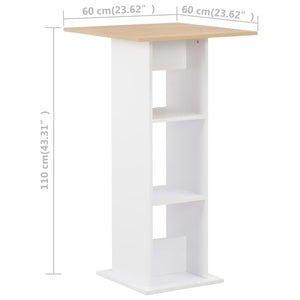Τραπέζι Μπαρ Λευκό / Sonoma Δρυς 60 x 60 x 110 εκ. - PAKOBAZAAR