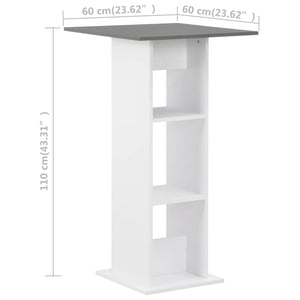 Τραπέζι Μπαρ Λευκό / Γκρι Ανθρακί 60 x 60 x 110 εκ. - PAKOBAZAAR