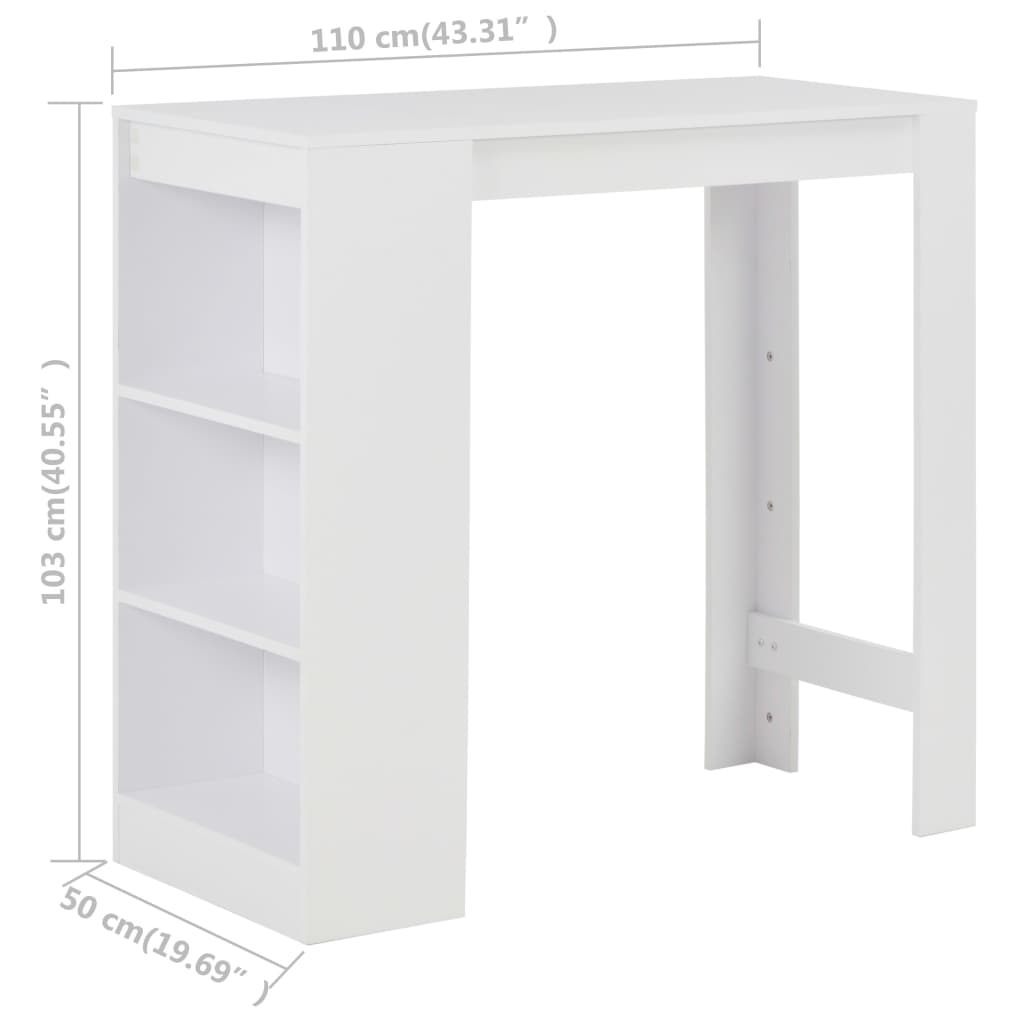 Τραπέζι Μπαρ με Ράφια Λευκό 110 x 50 x 103 εκ. - Pakobazaar