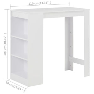 Τραπέζι Μπαρ με Ράφια Λευκό 110 x 50 x 103 εκ. - Pakobazaar
