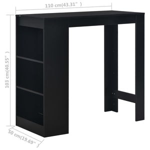 Τραπέζι Μπαρ με Ράφια Μαύρο 110 x 50 x 103 εκ. - PAKOBAZAAR