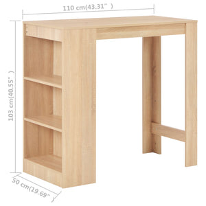 Τραπέζι Μπαρ με Ράφι Χρώμα Δρυός 110 x 50 x 103 εκ. - PAKOBAZAAR