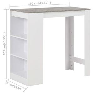 Τραπέζι Μπαρ με Ράφι Λευκό 110 x 50 x 103 εκ. - Pakobazaar