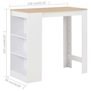 Τραπέζι Μπαρ με Ράφι Λευκό 110 x 50 x 103 εκ. - PAKOBAZAAR