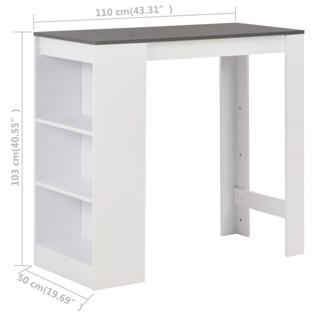 Τραπέζι Μπαρ με Ράφι Λευκό 110 x 50 x 103 εκ. - PAKOBAZAAR