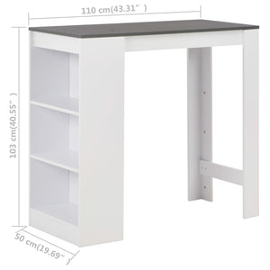 Τραπέζι Μπαρ με Ράφι Λευκό 110 x 50 x 103 εκ. - PAKOBAZAAR