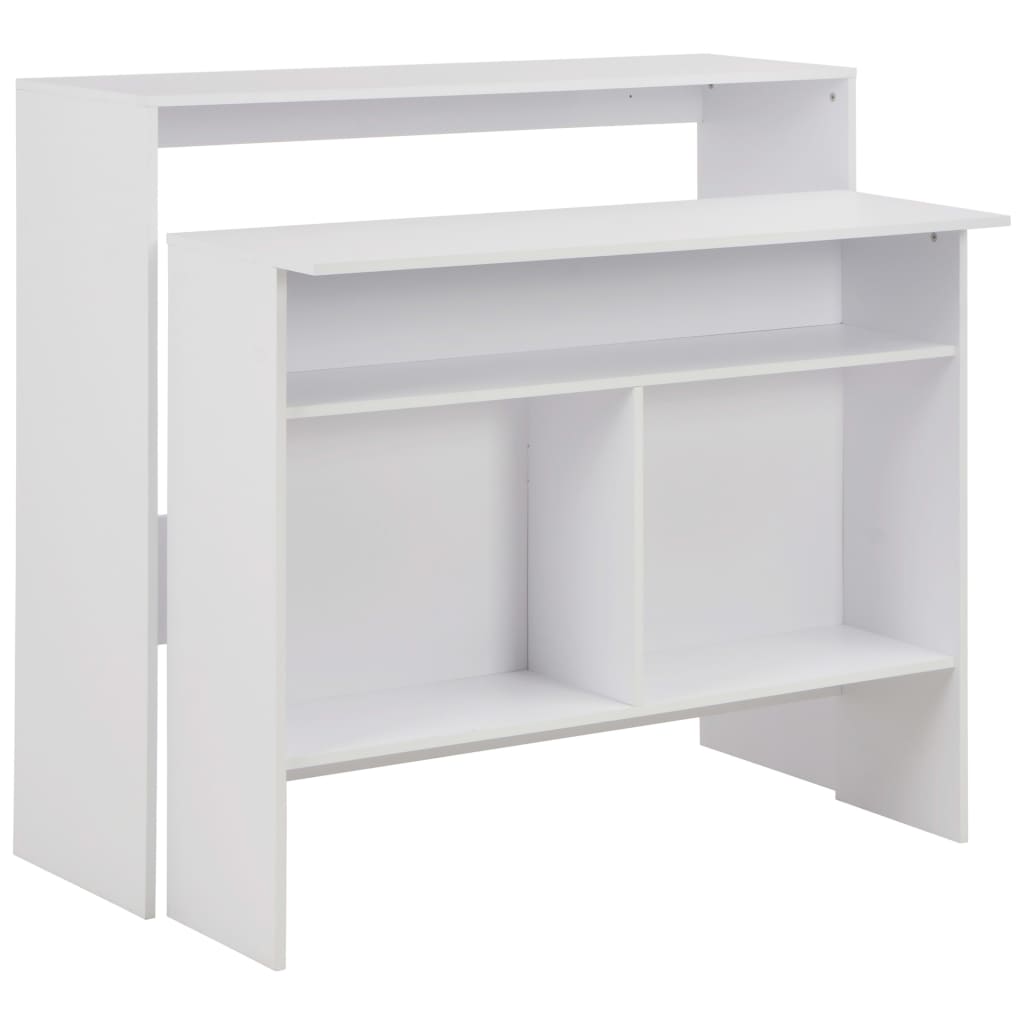 Τραπέζι Μπαρ με 2 Επιφάνειες Λευκό 130 x 40 x 120 εκ. - PAKOBAZAAR