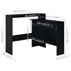 Τραπέζι Μπαρ με 2 Επιφάνειες Χρώμα Μαύρο 130 x 40 x 120 εκ. - PAKOBAZAAR