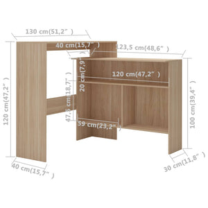 Τραπέζι Μπαρ με 2 Επιφάνειες Χρώμα Δρυός 130 x 40 x 120 εκ. - PAKOBAZAAR