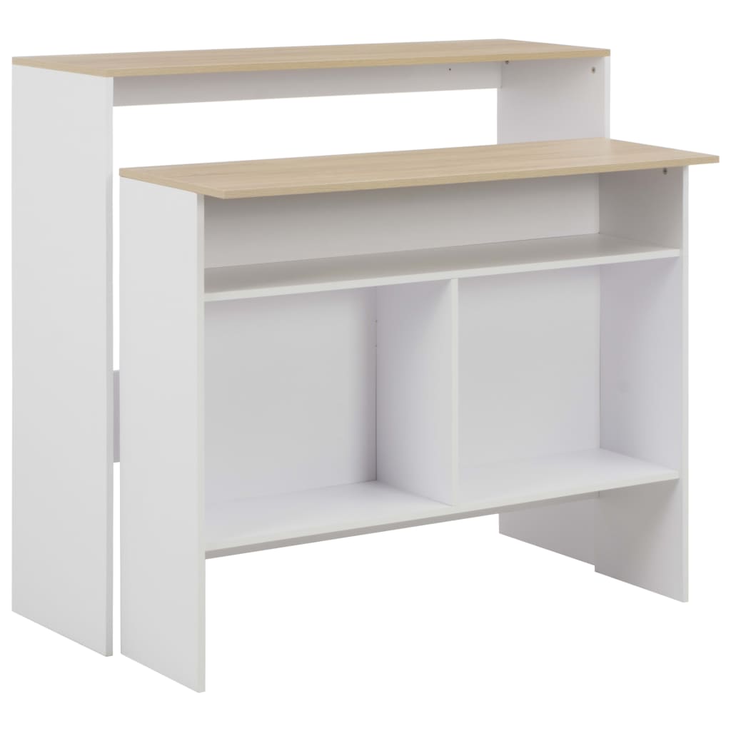 Τραπέζι Μπαρ με 2 Επιφάνειες Λευκό / Δρυός 130 x 40 x 120 εκ. - PAKOBAZAAR