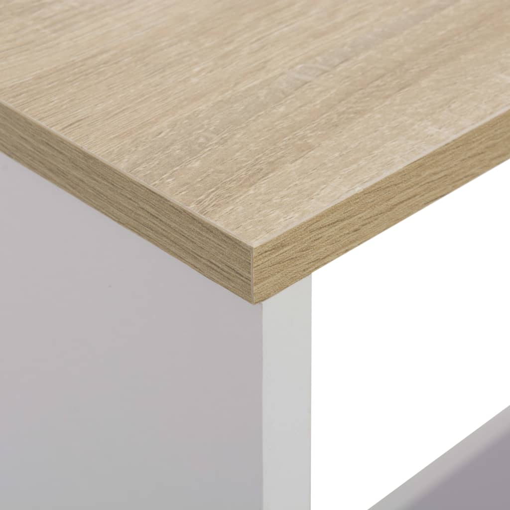 Τραπέζι Μπαρ με 2 Επιφάνειες Λευκό / Δρυός 130 x 40 x 120 εκ. - PAKOBAZAAR
