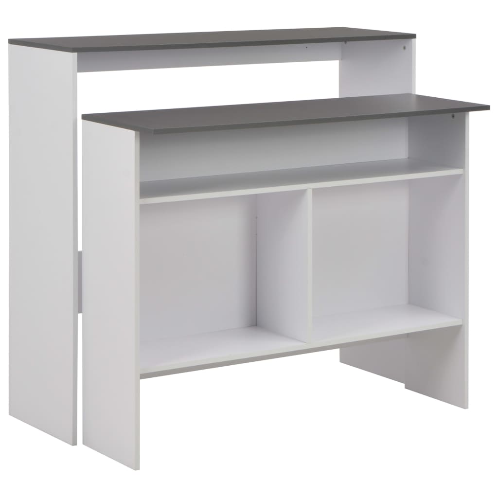 Τραπέζι Μπαρ με 2 Επιφάνειες Λευκό / Γκρι 130 x 40 x 120 εκ. - PAKOBAZAAR