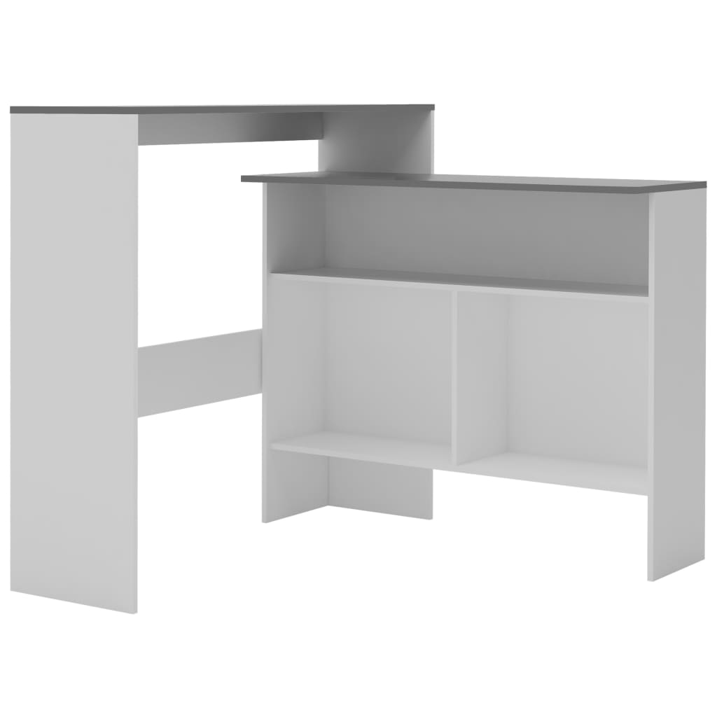 Τραπέζι Μπαρ με 2 Επιφάνειες Λευκό / Γκρι 130 x 40 x 120 εκ. - PAKOBAZAAR