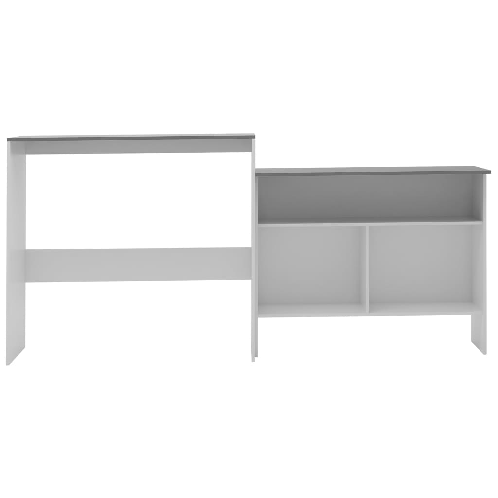 Τραπέζι Μπαρ με 2 Επιφάνειες Λευκό / Γκρι 130 x 40 x 120 εκ. - PAKOBAZAAR