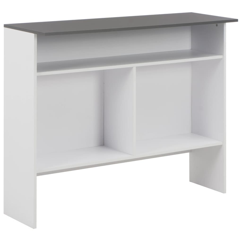 Τραπέζι Μπαρ με 2 Επιφάνειες Λευκό / Γκρι 130 x 40 x 120 εκ. - PAKOBAZAAR