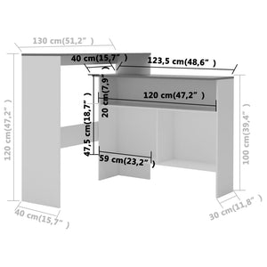 Τραπέζι Μπαρ με 2 Επιφάνειες Λευκό / Γκρι 130 x 40 x 120 εκ. - PAKOBAZAAR