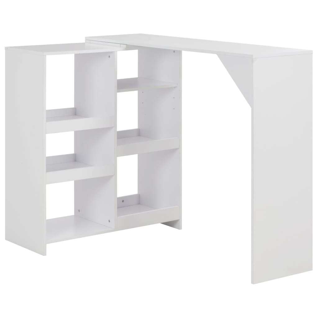 Τραπέζι Μπαρ με Κινητό Ράφι Λευκό 138 x 39 x 110 εκ. - PAKOBAZAAR