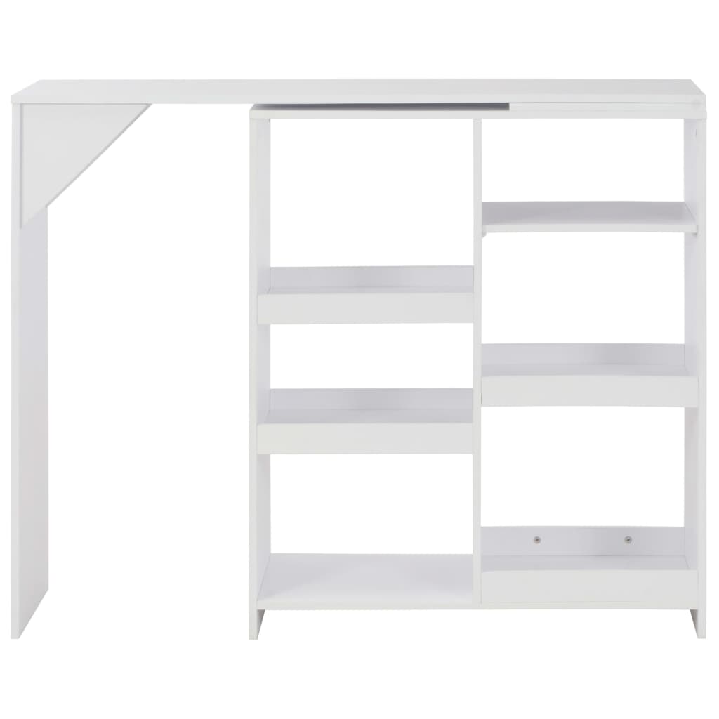 Τραπέζι Μπαρ με Κινητό Ράφι Λευκό 138 x 39 x 110 εκ. - PAKOBAZAAR