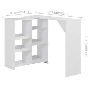 Τραπέζι Μπαρ με Κινητό Ράφι Λευκό 138 x 39 x 110 εκ. - PAKOBAZAAR