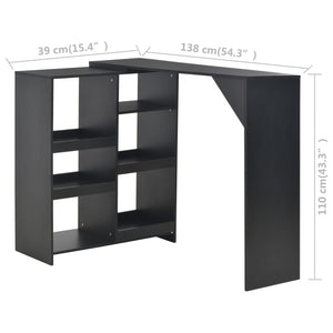 Τραπέζι Μπαρ με Κινητή Ραφιέρα Μαύρο 138 x 39 x 110 εκ. - PAKOBAZAAR