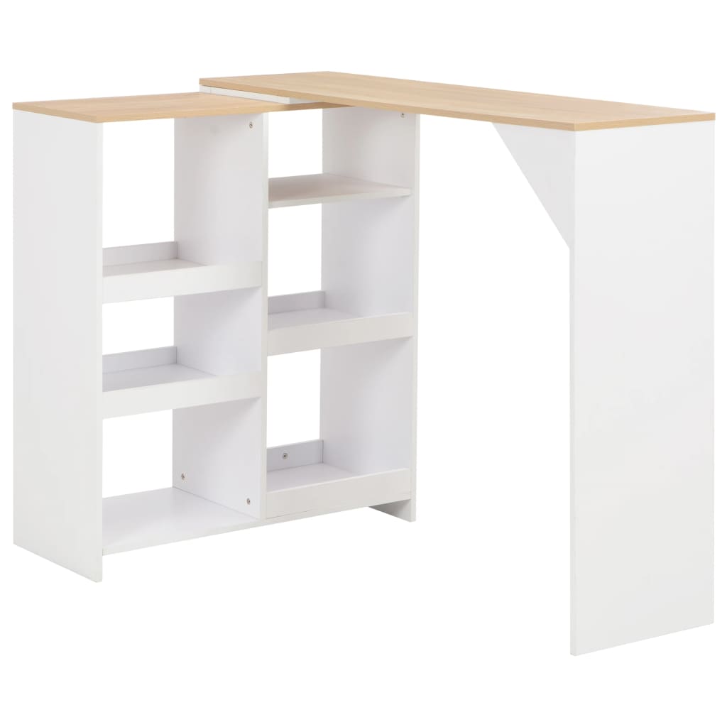 Τραπέζι Μπαρ με Κινητό Ράφι Λευκό 138 x 39 x 110 εκ. - PAKOBAZAAR