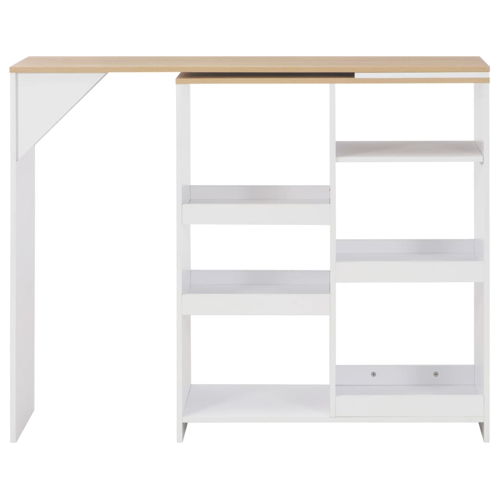 Τραπέζι Μπαρ με Κινητό Ράφι Λευκό 138 x 39 x 110 εκ. - PAKOBAZAAR