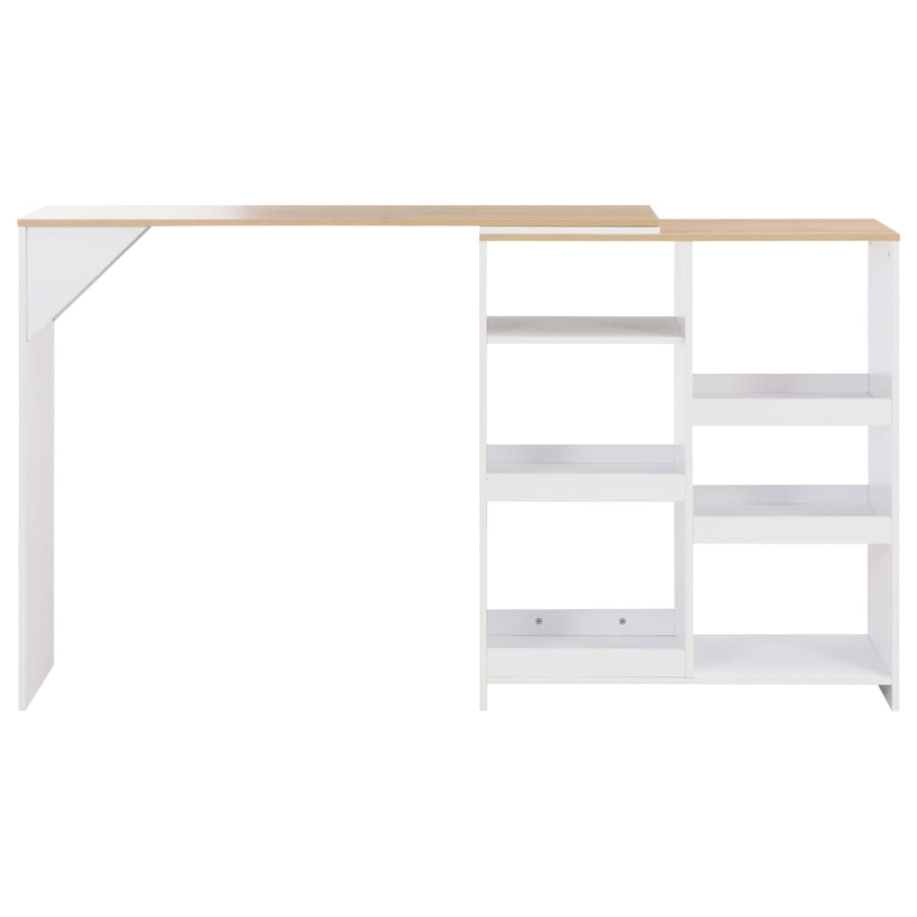 Τραπέζι Μπαρ με Κινητό Ράφι Λευκό 138 x 39 x 110 εκ. - PAKOBAZAAR