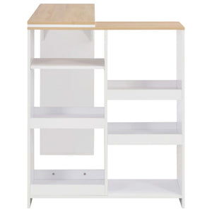 Τραπέζι Μπαρ με Κινητό Ράφι Λευκό 138 x 39 x 110 εκ. - PAKOBAZAAR