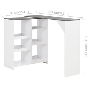 Τραπέζι Μπαρ με Κινητή Ραφιέρα Λευκό 138 x 39 x 110 εκ. - PAKOBAZAAR