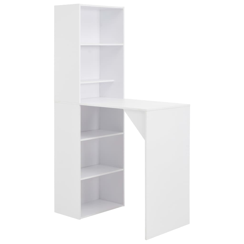 Τραπέζι Μπαρ με Ράφι Λευκό 115 x 59 x 200 εκ. - PAKOBAZAAR