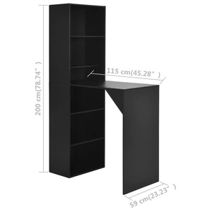 Τραπέζι Μπαρ με Ράφι Μαύρο 115 x 59 x 200 εκ. - PAKOBAZAAR