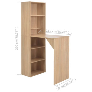 Τραπέζι Μπαρ με Ράφι Χρώμα Δρυός 115 x 59 x 200 εκ. - PAKOBAZAAR