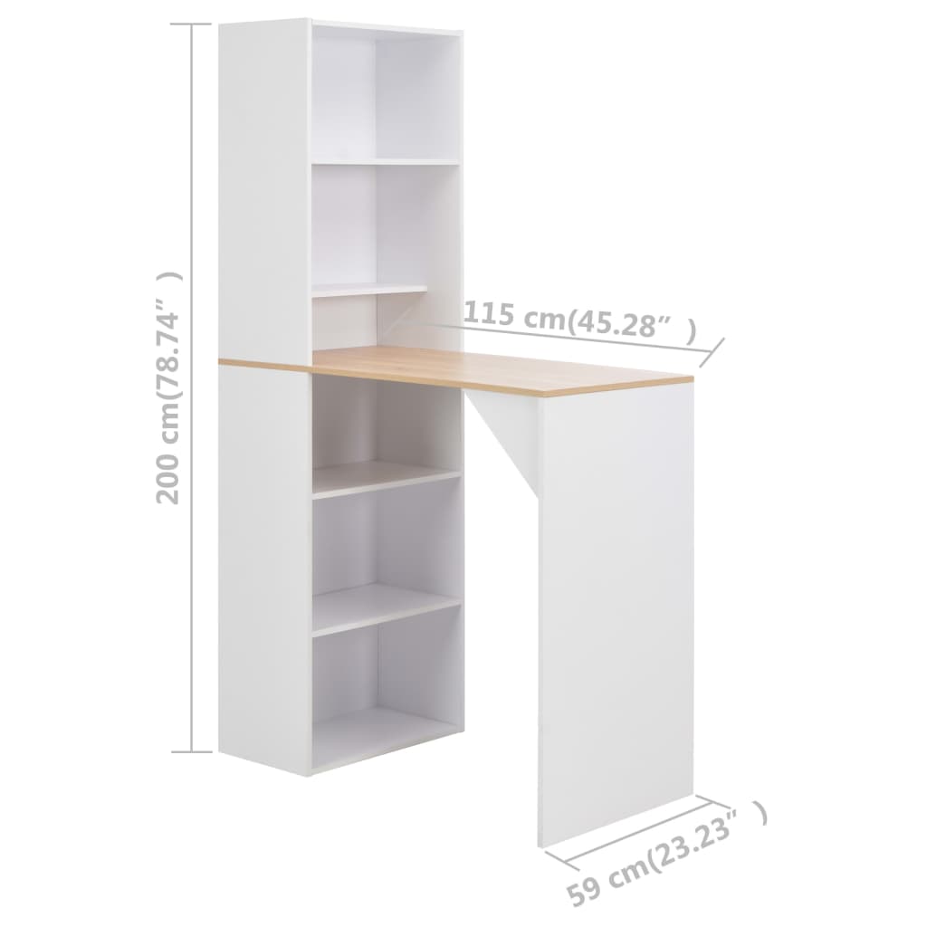 Τραπέζι Μπαρ με Ντουλάπι Λευκό 115 x 59 x 200 εκ. - PAKOBAZAAR