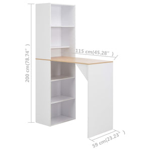 Τραπέζι Μπαρ με Ντουλάπι Λευκό 115 x 59 x 200 εκ. - PAKOBAZAAR