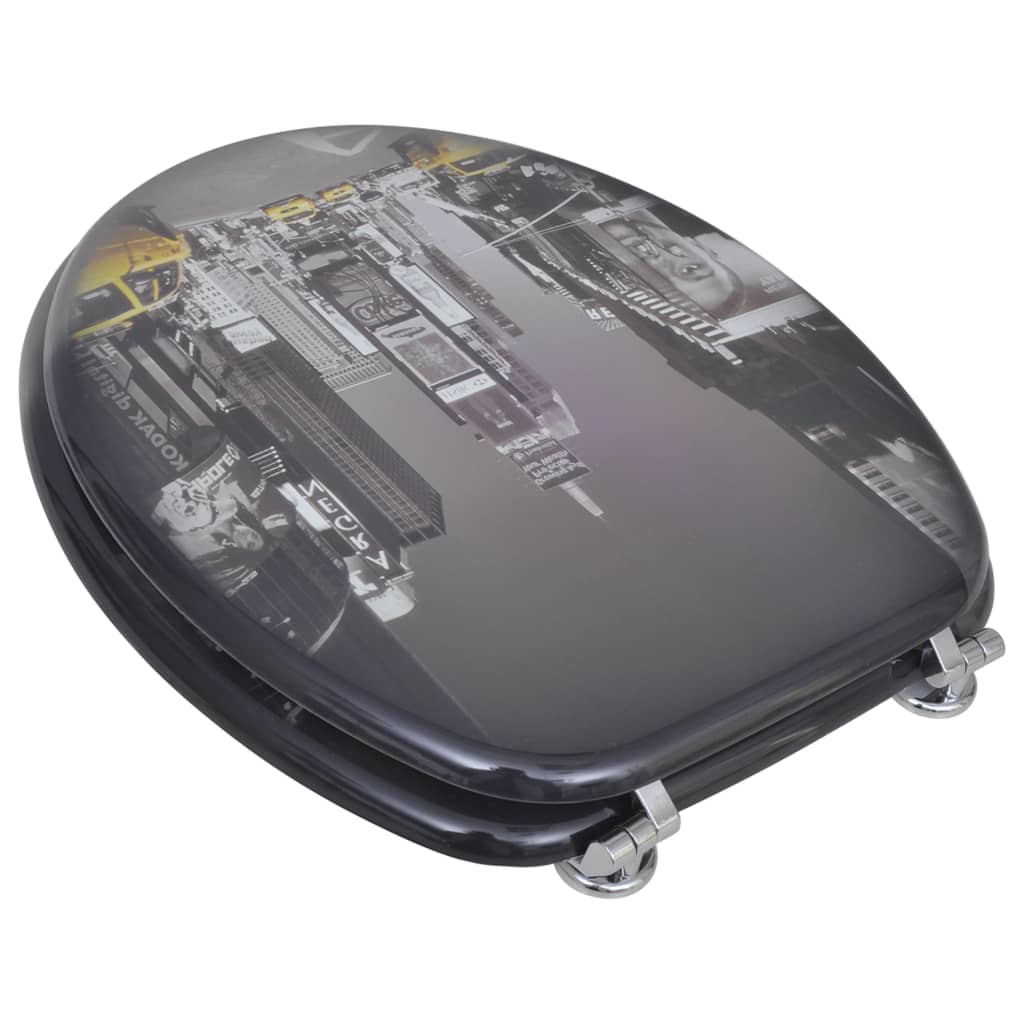 Καλύμματα Λεκάνης με Καπάκια 2 τεμ. Σχέδιο Νέα Υόρκη MDF - PAKOBAZAAR