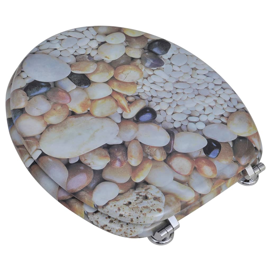 Καλύμματα Λεκάνης με Καπάκια 2 τεμ. Σχέδιο Βότσαλα από MDF - PAKOBAZAAR