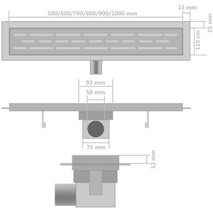 Σιφόνια Ντουζιέρας Γραμμικά 2 τεμ. 530x140 χιλ. Ανοξείδ. Ατσάλι - Pakobazaar