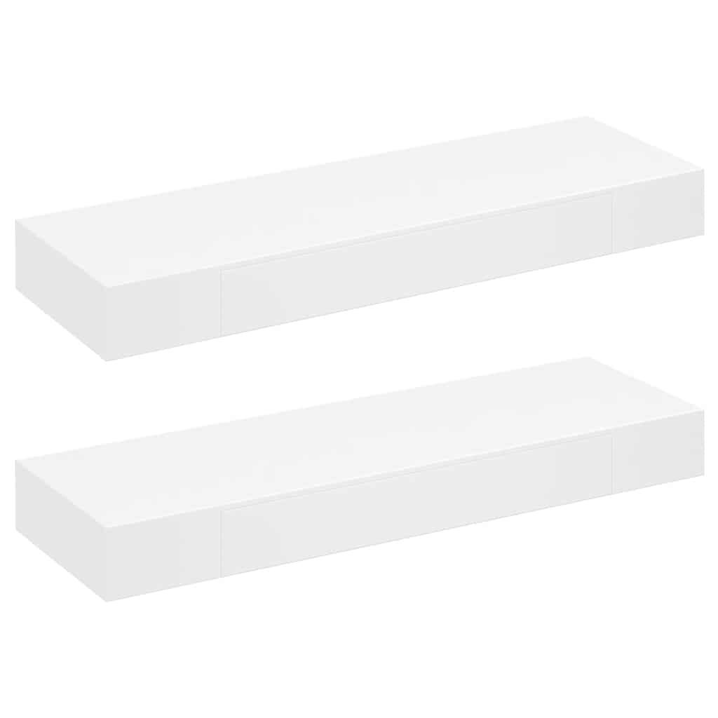Ράφια Τοίχου με Συρτάρια 2 τεμ. Λευκά 80 εκ. - PAKOBAZAAR