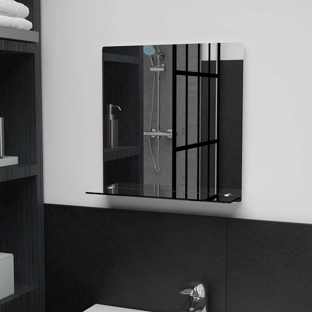 Καθρέφτης Τοίχου με Ράφι 40 x 40 εκ. από Ψημένο Γυαλί - PAKOBAZAAR